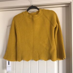 Crop sweater with bell sleeves.